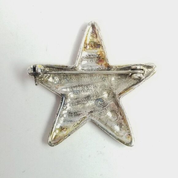 Vintage Red White and Blue Enamel Star Shape Brooch, Five Pointed, Patriotic - Picture 3 of 6